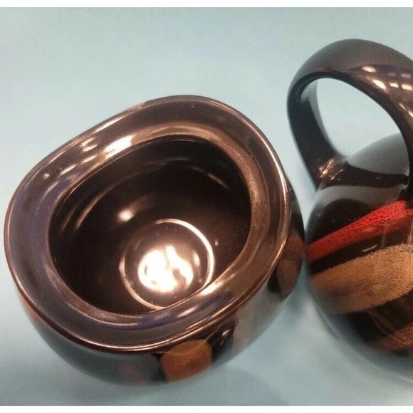 Sango Avanti Black #4721 Creamer & Sugar Bowl with Lid‎ Ceramic Pottery Set NWOT - Picture 9 of 10